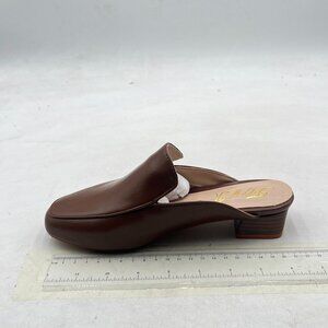 FOWT Brown Closed Toe Mules Slip On Retro Loafer Low Chunky Heel Slippers